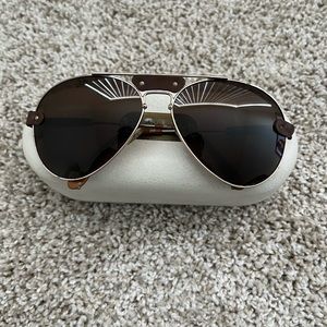 Chloe aviator leather trim sunglasses